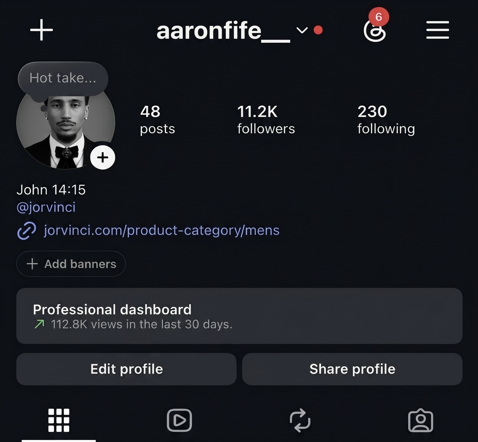 Aaron Instagram profile