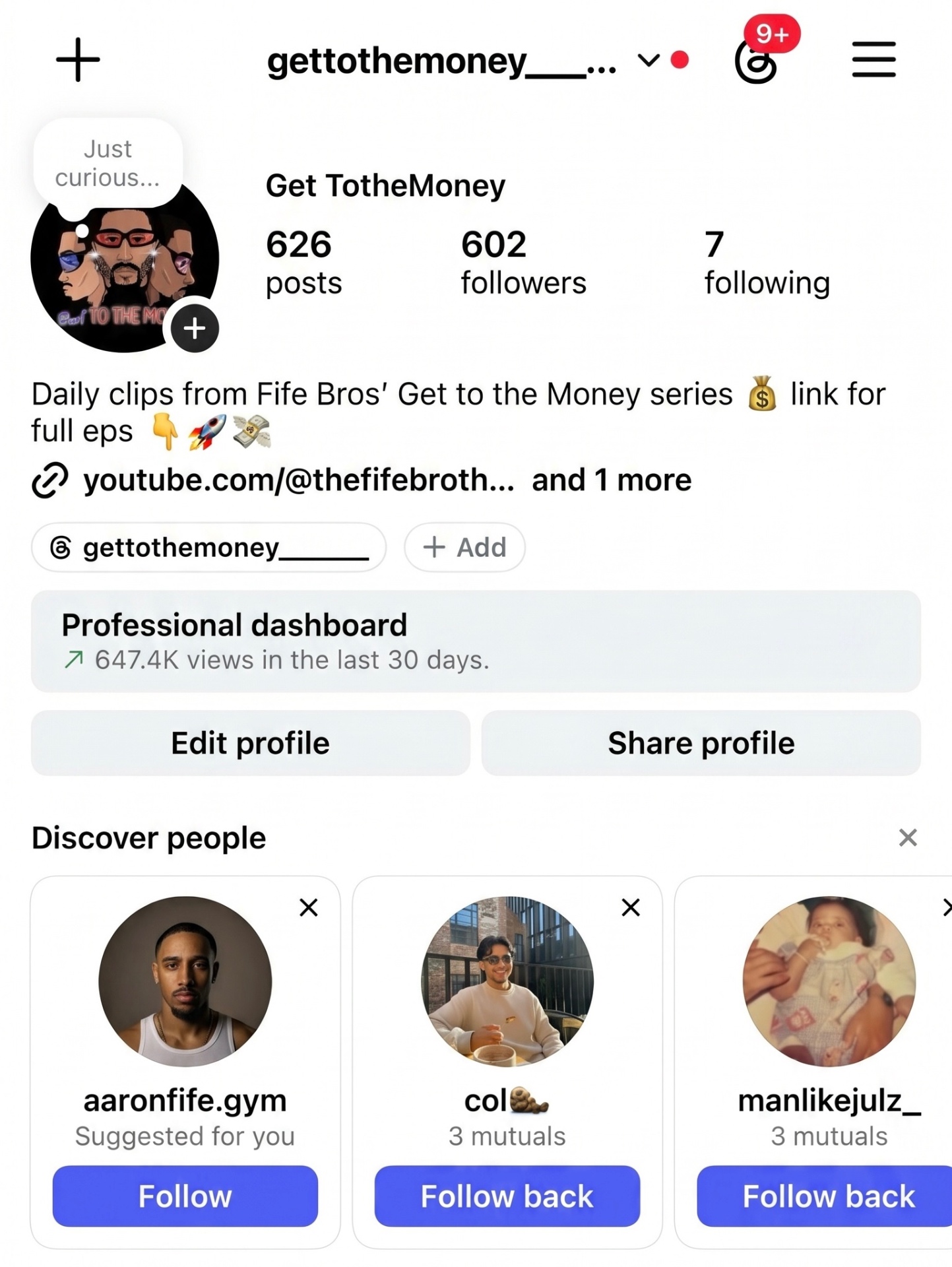 Instagram Profile & 30-day views
